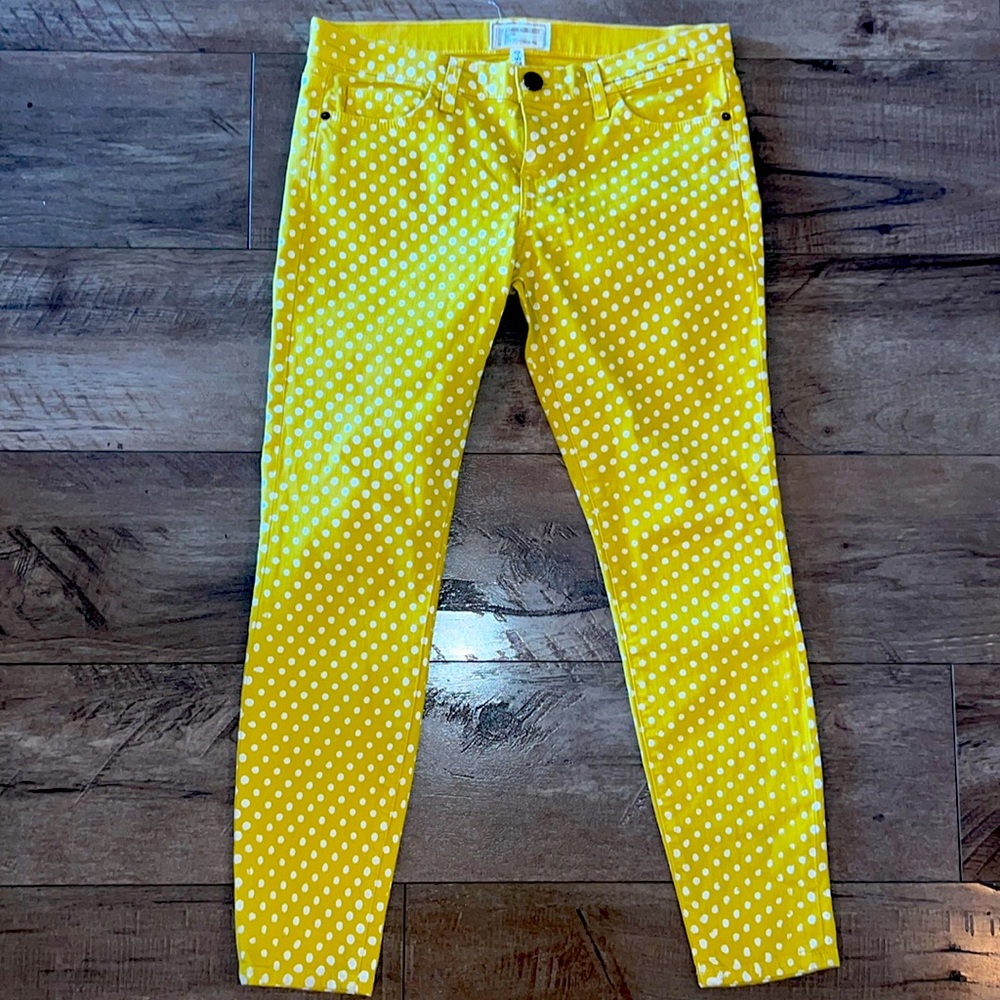 Current Elliott Lemongrass Polka Dot Skinny Cropped Ankle Jeans